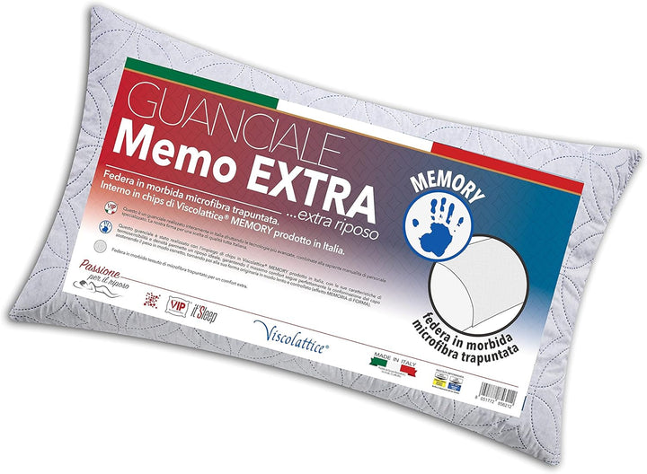 V.I.P. Very Important Pillow V.I.P. Pernă cu fulgi de memorie, alb, pernă 45 X 75 cm, copertă matlasată din poliester, foarte respirabilă, moale, fabricată în Italia