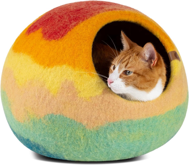 MEOWFIA Pat pentru Pisici Peșteră – Paturi ecologice din lână 100% Merino pentru pisici și pisoi