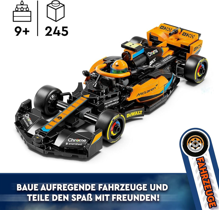 LEGO Speed Champions Mclaren Formula 1 mașină de curse 2023, jucărie pentru copii cu vârsta de peste 9 ani, băieți și fete cărora le place să se joace independent, model de vehicul construibil, decor pentru camera copiilor 76919
