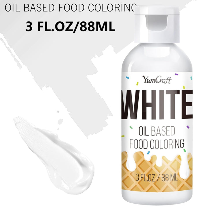 Fettlösliche Lebensmittelfarbe - Ölbasis Lebensmittelfarben Für Schokolade, Buttercreme, Süßigkeiten, Zuckerguss - Konzentrierte Oil Based Food Coloring Zum Backen, Kochen, Fondant (Weiß, 88Ml)