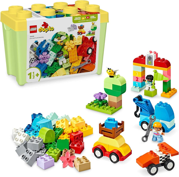 LEGO DUPLO Classic Brick Box Cars And Trucks, set de joacă cu vehicule pentru copii de la 1,5 ani, jucărie de învățare creativă, jucărie pentru mașini și set de mașini de curse 10439