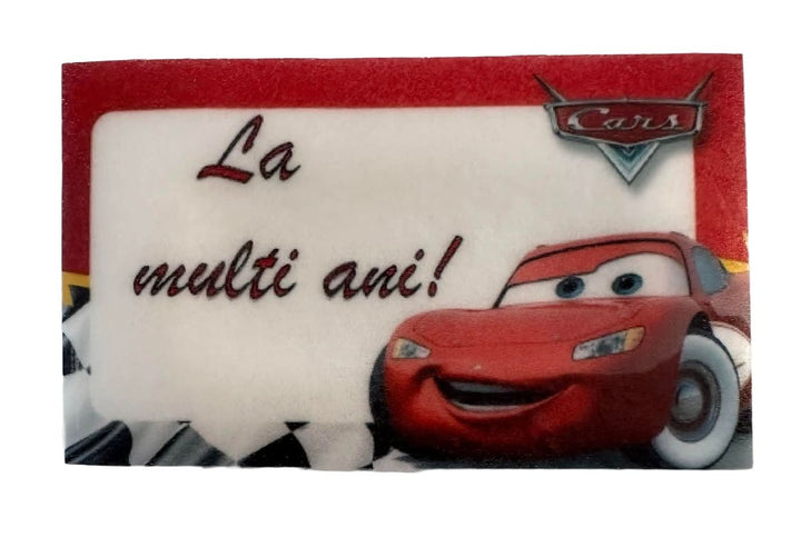 Decoratiune comestibila din zahar, Cars - "La multi ani!" - Nati Shop