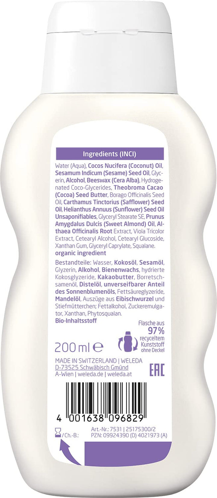 WELEDA Organic Baby Derma White Mallow Care Lotion - Cosmetice naturale Loțiune hidratantă pentru corp pentru calmarea și îngrijirea intensivă a pielii foarte sensibile, neurodermice și uscate (1 x 200 ml)