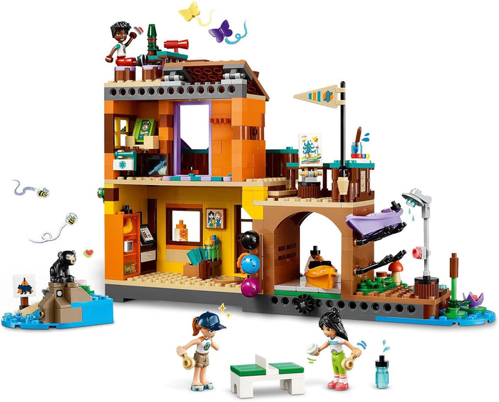 LEGO Friends Tabără de aventură cu caiac, jucărie de construcție pentru jocuri de rol, idee de cadou pentru fete și băieți de la 7 ani, set cu 3 figurine și un urs, jucărie de camping 42626