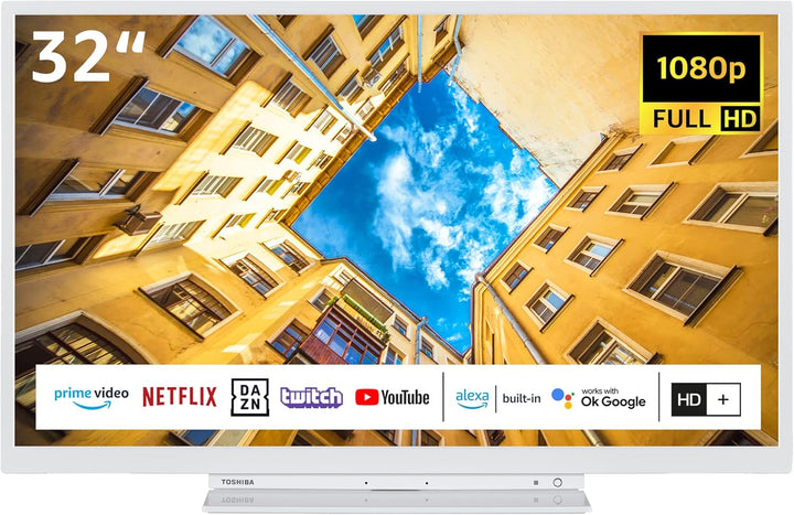 Toshiba 32LK3C64DAW 32 Zoll Fernseher/Smart TV (Full HD, HDR, Alexa Built-In, Triple-Tuner, Bluetooth) - Inkl. 6 Monate HD+ [2023]