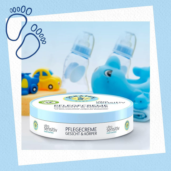 PENATEN Ultra Sensitive Care Cream Face & Body (100ml) cremă de față și de corp pentru bebeluși fără parfum, cremă hidratantă protectoare și hrănitoare pentru pielea foarte sensibilă a bebelușilor predispuși la neurodermatită