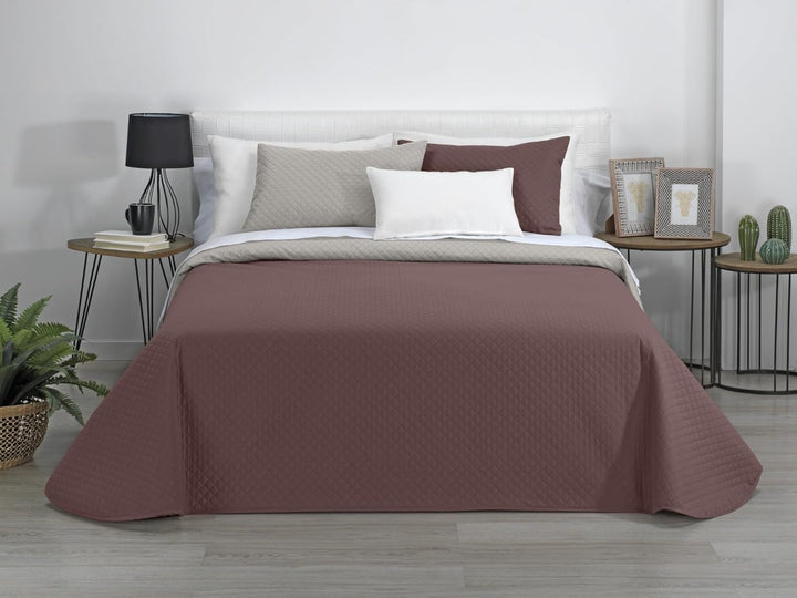 Estoralis | AVA | Cuvertură Boutique Reversibilă | Pentru toate anotimpurile | Culoare - Bej/Brun | Pentru pat de 120/135 cm. pat. (230 X 270 Cm. Ancho X Alto) | Cuvertură cu matlasare Plapumi si pilote Naty Shop Titlu implicit