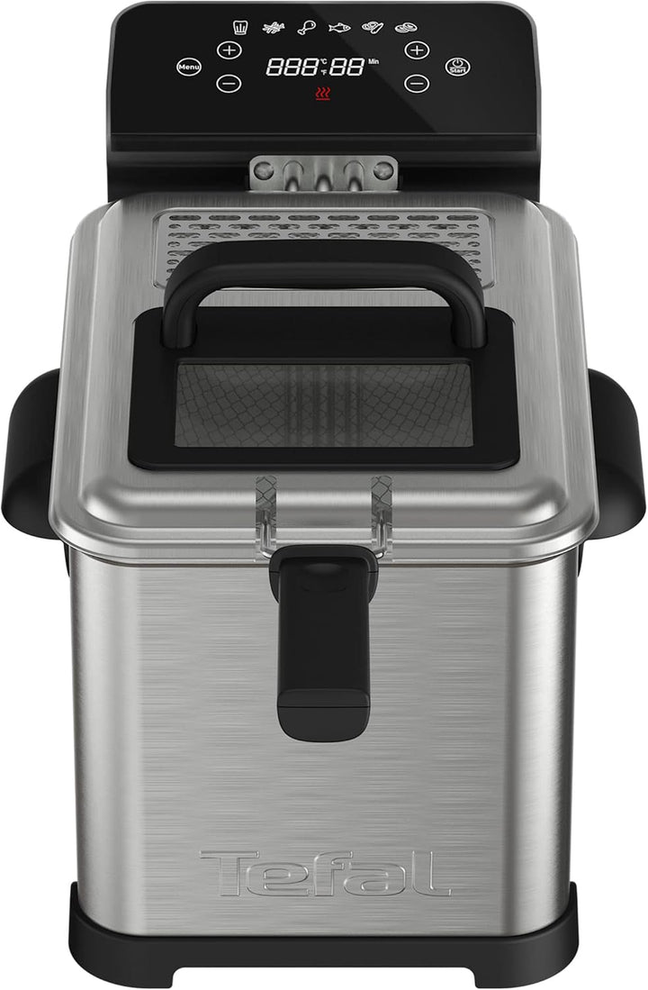 Tefal Family Pro Access 4,0L Fritteuse, 3000 Watt, Semiprofessionell Mit Öl, Herausnehmbarer Ölbehälter, Kühlzonen-Technologie, Leichte Reinigung, Knusprige Pommes, Edelstahl, Schwarz, FR5030