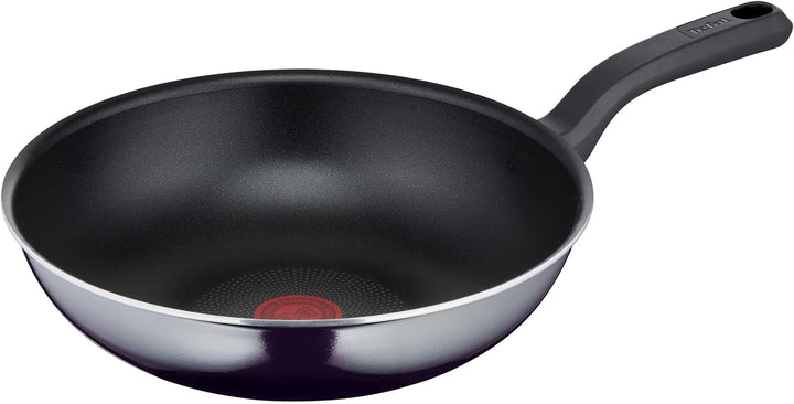 Tefal D52606 Resist Bratpfanne 28 Cm | Sichere Titanium Antihaftversiegelung | Thermo-Signal Temperaturindikator | Leichte Reinigung | Flame Protect-Technologie | Schwarz