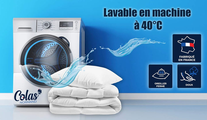 Pernă, Bumbac, Percale, 50 X 70 Cm, Finisaj fin, Confort, Percale, 100% bumbac, De înaltă calitate, Moale, Fabricat în Franța, Alb 73130220