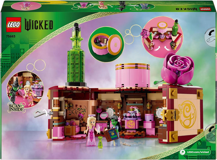 LEGO Wicked Dormitorul lui Glinda și Elphaba - Casă de păpuși cu 2 mini păpuși ale vrăjitoarelor din Oz, accesorii grozave, inclusiv flori și ținute - Jucărie creativă pentru fete peste 8 ani și fani - 75683
