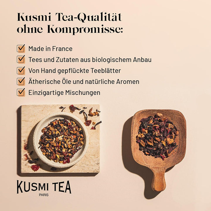 Kusmi Tea - Sweet Break - Ceai vrac organic cu hibiscus, plante și fructe - Aromă de fructe roșii și biscuiți - Ceai de fructe fără cofeină - Ceai vrac - Cutie metalică de 100 g pentru aproximativ 50 de cești