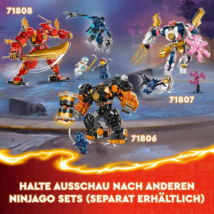 LEGO NINJAGO Kai's Fire Mech, jucărie figurină de acțiune pentru copii cu figurină mech roșie pentru personalizare, set ninja cu 4 figurine, inclusiv Kai și Zane, cadou pentru băieți și fete de 7 ani 71808