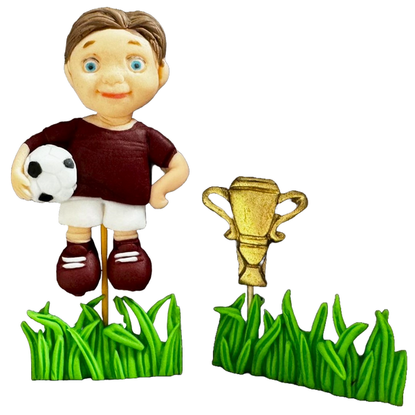 Set 4 decoratiuni comestibile din zahar, Fotbalist - Naty Shop 