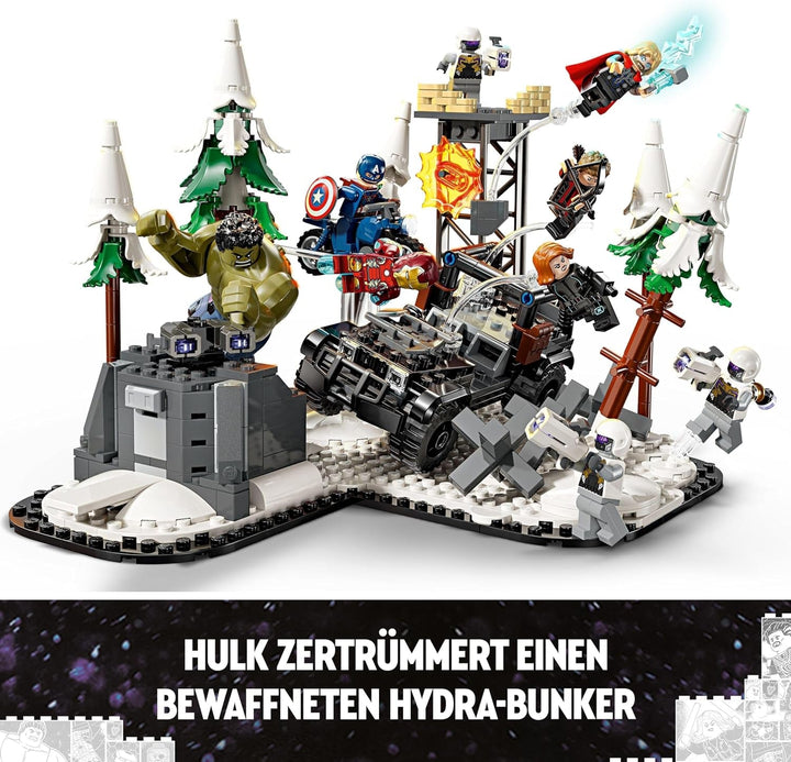 LEGO Marvel Avengers Assemble: Age of Ultron, set de construit și jucat cu 8 minifigurine de supereroi precum Thor, Hulk și Iron Man, jucărie de construit pentru băieți și fete, set de aventură 76291
