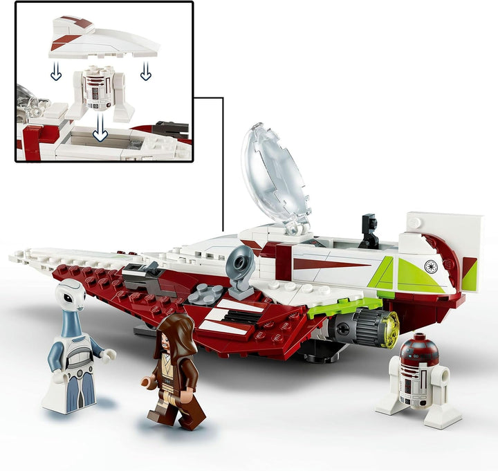 LEGO Star Wars Luptătorul stelar Jedi al lui Obi-Wan Kenobi, jucărie construibilă cu Taun We, figurină droid și sabie laser, Set Atacul clonelor 75333