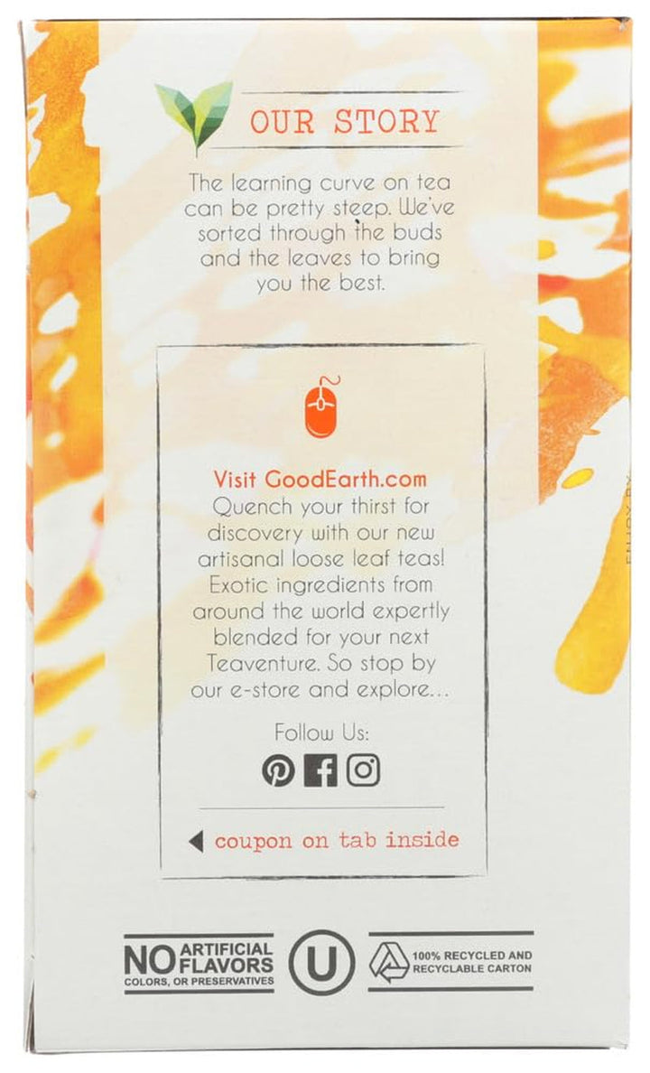 Good Earth Teas Organic Sweet and Spicy Caffeine Free Herbal ,18 Count (Pack of 4) Tea USA Naty Shop