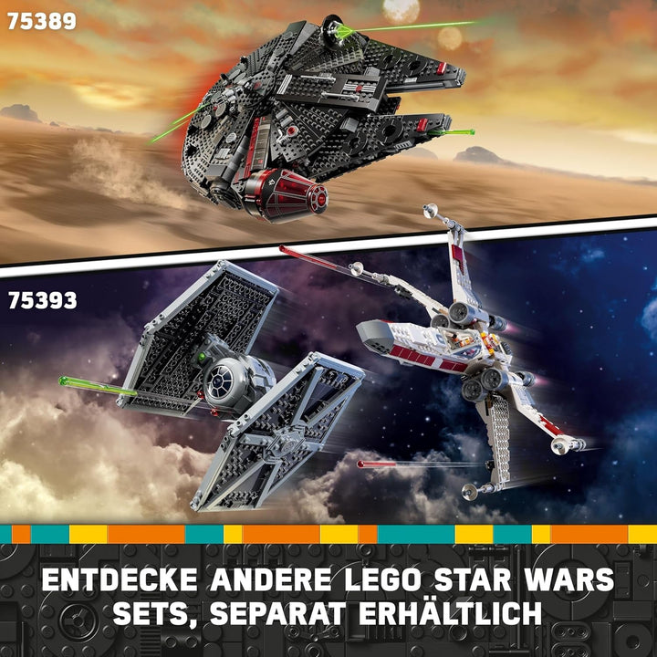 LEGO Star Wars Dark Millennium Falcon, Set navă stelară, Jucărie de construcție pentru copii, Cadou aniversar pentru băieți, fete și fani, Jucărie de aventură 75389