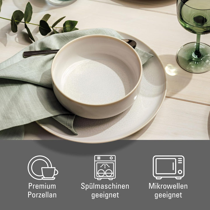 Like. by Villeroy & Boch – Crafted Cotton Frühstücks-Set 6 Teilig Weiß, Spülmaschinenfest, Mikrowellensicher, Geschirr Set, Geschirrset, Service Mit Frühstückstellern, Pottery-Look, Premium Porzellan