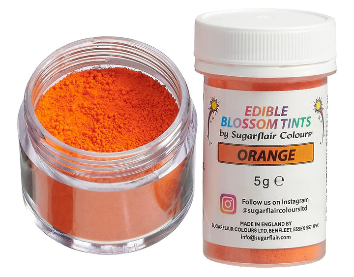 Sugarflair Blossom Tint Dust Lebensmittelfarbe Pulver Orange - Lebensmittel Farbe Pulver Für Kuchenoberflächen, Zuckerpaste, Fondant, Zuckerguss, Schokolade, Buttercreme, Macarons Und Mehr - 5G