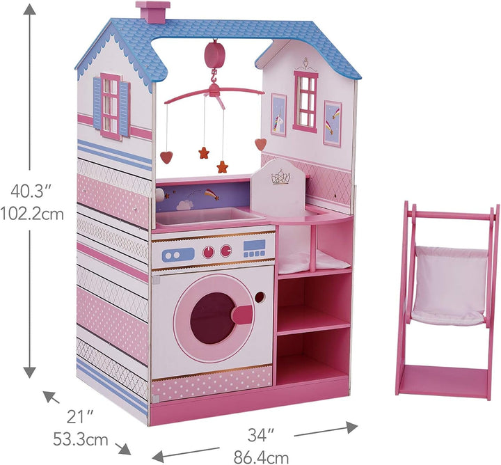 Olivia'S Little World Teamson Kids 18 Inch Baby Dolls Wooden Dollhouse Double Sided Nursery TD-11460W