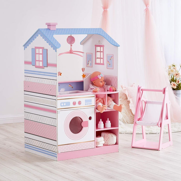 Olivia'S Little World Teamson Kids 18 Inch Baby Dolls Wooden Dollhouse Double Sided Nursery TD-11460W