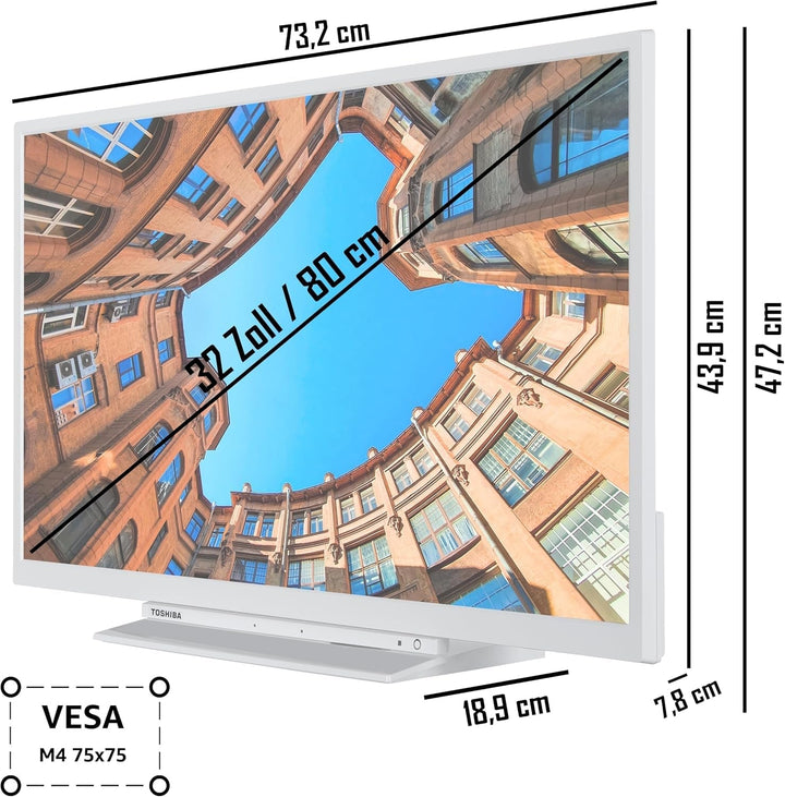 Toshiba 32LK3C64DAW 32 Zoll Fernseher/Smart TV (Full HD, HDR, Alexa Built-In, Triple-Tuner, Bluetooth) - Inkl. 6 Monate HD+ [2023]
