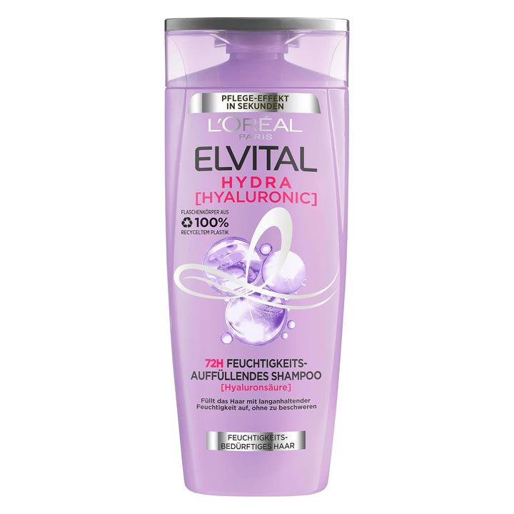 L'Oréal Paris Elvital Hydra Hyaluronic Feuchtigkeitsspendendes XXL Shampoo Für Glänzendes Haar, Hyaluron Shampoo Für Einen Feuchtigkeitsboost & Schutz, Langanhaltende Feuchtigkeit Und Pflege, 1000Ml