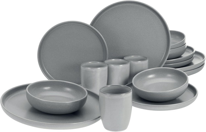 Creatable, 22979, Serie Uno BLACK, 12-Teiliges Geschirrset, Teller Set Aus Steinzeug, Spülmaschinen- Und Mikrowellengeeignet, Made in Portugal