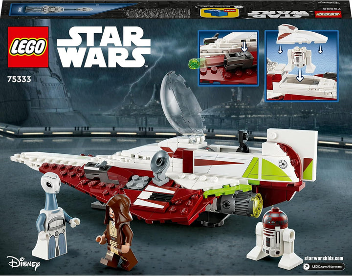 LEGO Star Wars Luptătorul stelar Jedi al lui Obi-Wan Kenobi, jucărie construibilă cu Taun We, figurină droid și sabie laser, Set Atacul clonelor 75333