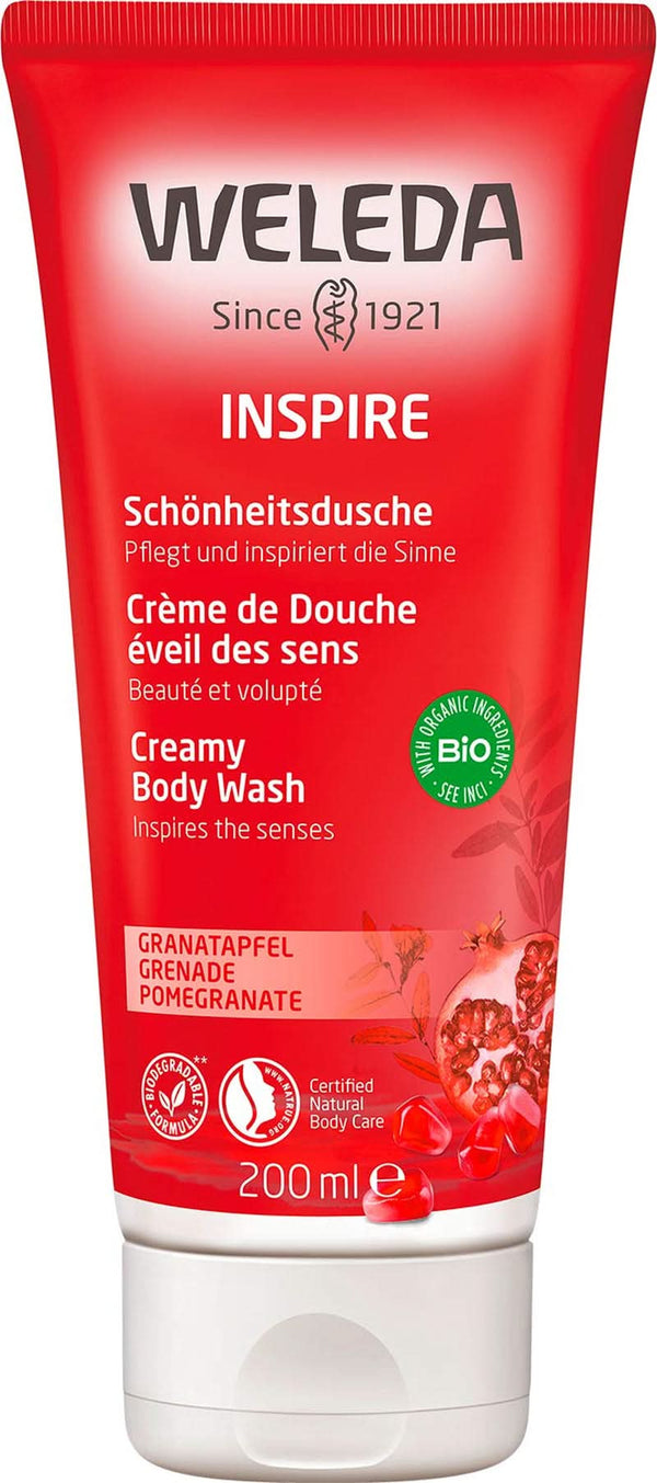 WELEDA Bio Inspire, Gel de duș organic cu aroma de portocala si rodie, unisex, 200 ml