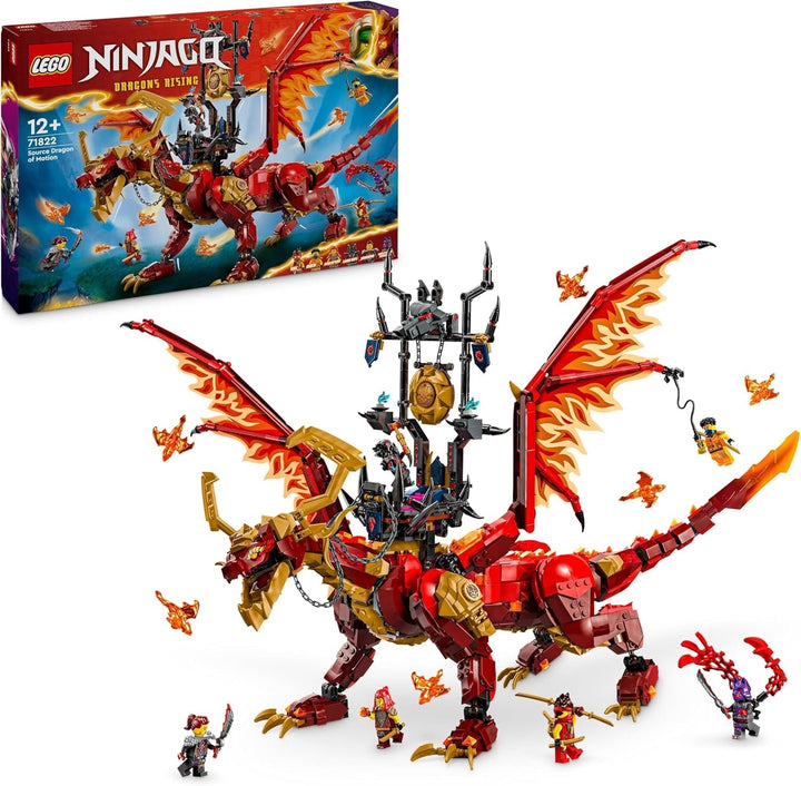 LEGO NINJAGO Dragonul de primăvară al mișcării, jucărie de aventură pentru copii, set de joacă Ninja cu 6 minifigurine, cadou de ziua de naștere pentru băieți și fete începând cu vârsta de 12 ani, set de joacă Fantasy 71822