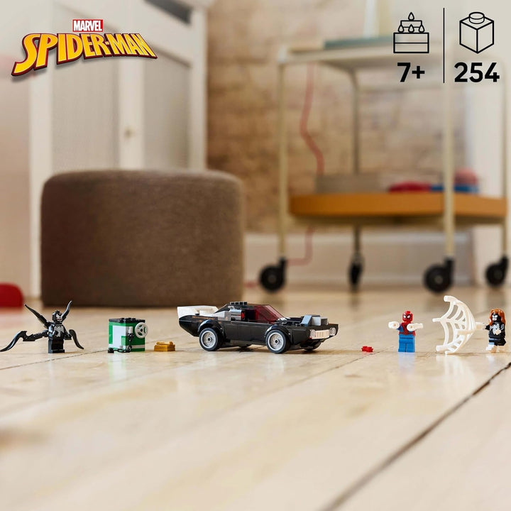 LEGO Marvel Spider-Man Mech Vs. Venom Muscle Car - Mașină de jucărie cu 3 minifigurine de supereroi - Model de mașină cu trăgători - Cadou pentru băieți și fete cu vârsta de 7+ 76309