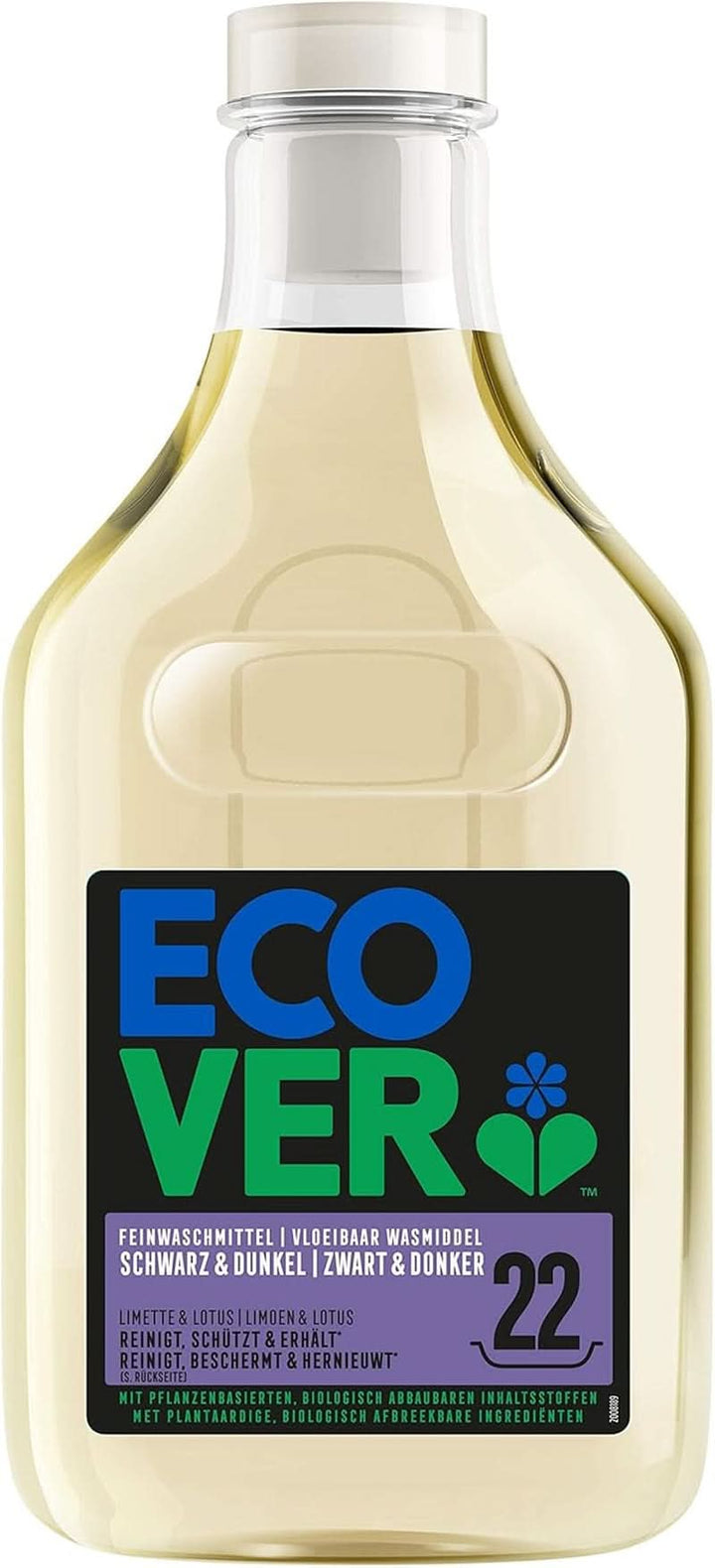 Ecover Delicate Detergent Black & Dark - Lime & Lotus (5 litri, 111 spalari), Detergent lichid cu ingrediente vegetale pentru rufe închise la culoare