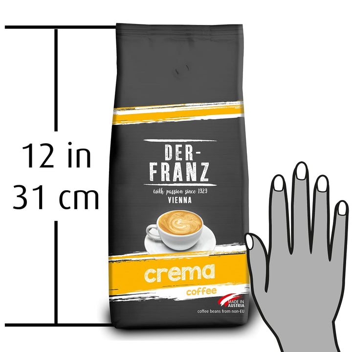 DER-FRANZ Kaffee Crema, Intensität 4/5, 100% Arabica, Ganze Kaffeebohnen, 4 X 1000 G