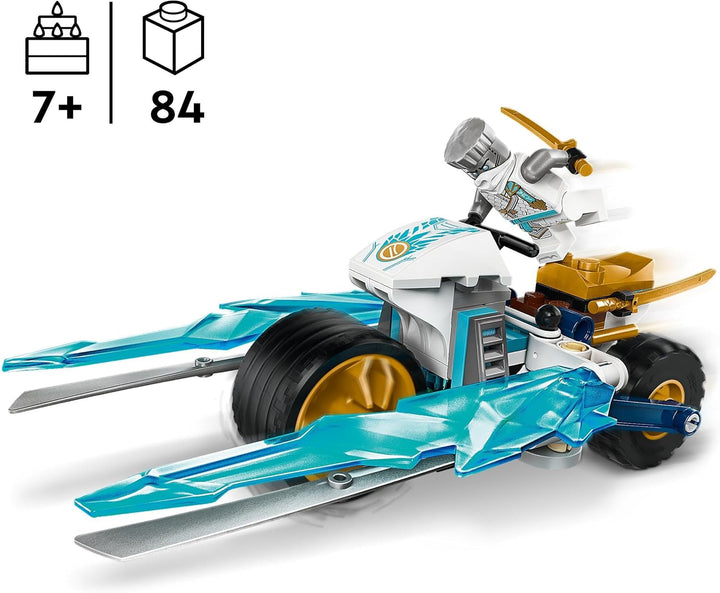 Motocicleta cu înghețată a lui LEGO NINJAGO Zane, set de joacă Ninja cu 1 minifigurină, jucărie de acțiune, vehicul mic construibil pentru copii, cadou pentru băieți și fete de la 7 ani 71816