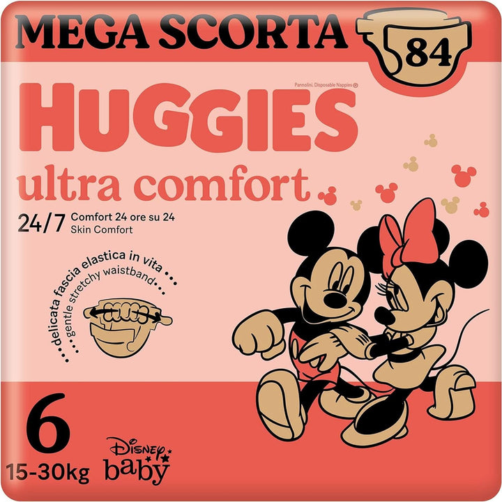 Huggies Ultra Comfort, scutece mărimea 4 (7-18 kg), design Disney, pachet de depozitare