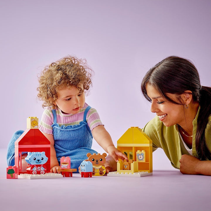 LEGO DUPLO Everyday Routines: Eating & Bedtime, jucărie de învățare pentru copii mici pentru a încuraja dezvoltarea socială și emoțională, cu 4 figuri de animale, cadou pentru copii de la 18 luni 10414