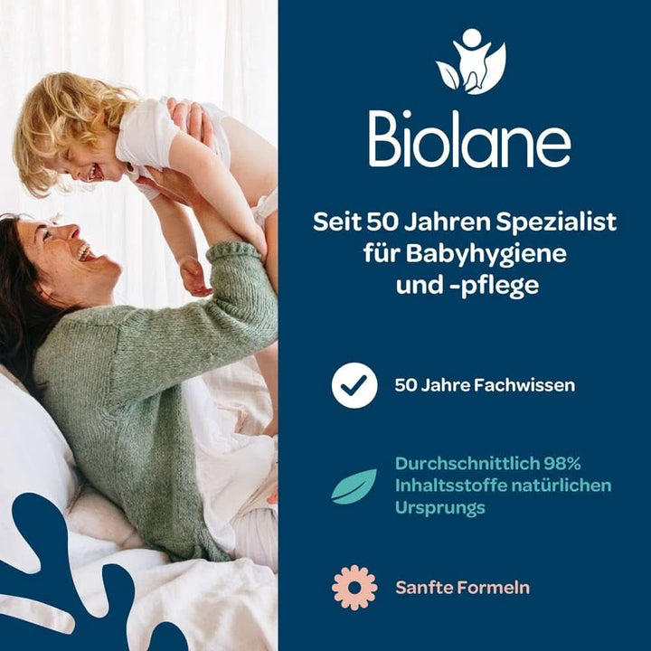 BIOLANE - Baby-Feuchttücher Für Gesicht Und Hände - Packung Mit 12 X 64 (768 Feuchttücher) - Baby-Feuchttücher Ab Der Geburt - Formel Zu 97% Natürlichen Ursprungs - Alkoholfrei - Kein Nachspülen