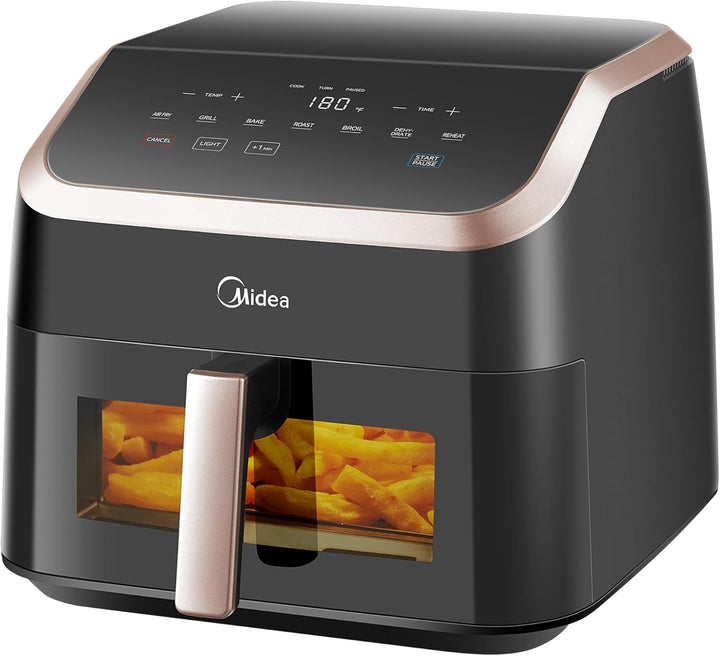 Midea Heißluftfritteuse 2L,1150W Airfryer, Frittieren Ohne Öl, Heißluft Fritteusen, Automatische Abschaltfunktion, Ölfrei, Leicht Zu Reinigen, Bpa-Frei, Schwarz