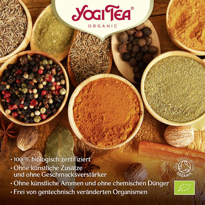 YOGI TEA, Black Chai, Chai negru, ceai ayurvedic organic cu condimente și plante, amestec de ceai negru, ghimbir, scorțișoară, Yogi Tea pachet de 6, 6X17 pliculețe (102 pliculețe de ceai în total), ideal ca cadou