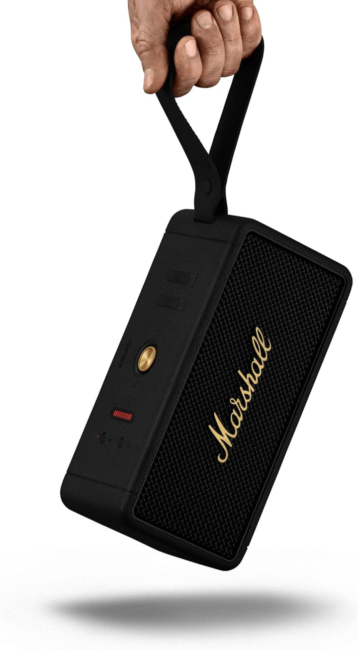 Marshall Middleton Difuzor Bluetooth portabil fără fir, peste 20 de ore de redare portabilă, rezistent la apă IP67 - negru și alamă