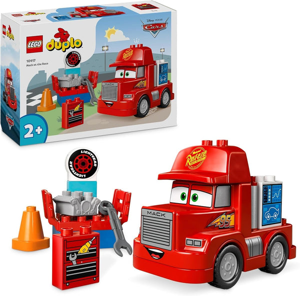 LEGO DUPLO | Disney and Pixar™S Cars Mack Truck Racing, set de mașini cu camion de jucărie pentru copii de 2 ani și peste, cadou pentru copiii de 2 ani care iubesc camionul roșu din film 10417