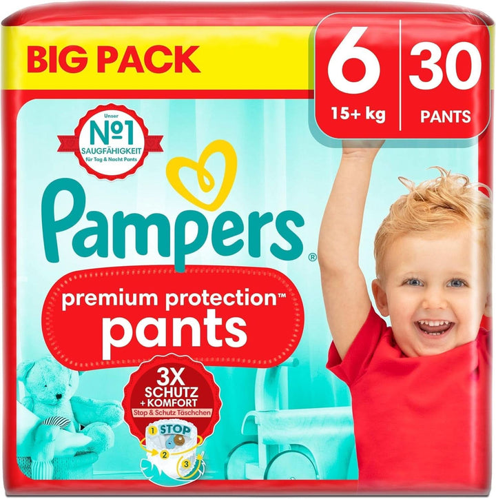 Pampers Premium Protection Pants, mărimea 6 Extra Large 15+kg Big Pack (30 bucăți)