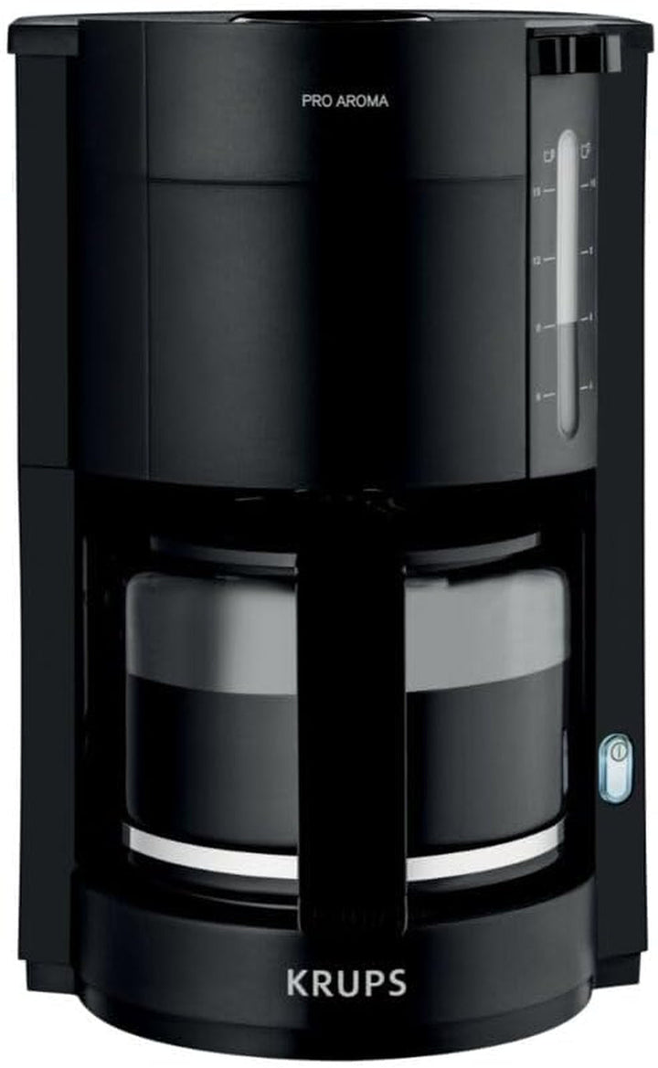 Krups F30908 Proaroma Espressor cu filtru și carafă din sticlă, capacitate 1,25 l, 10-15 cești, 1050 W, negru