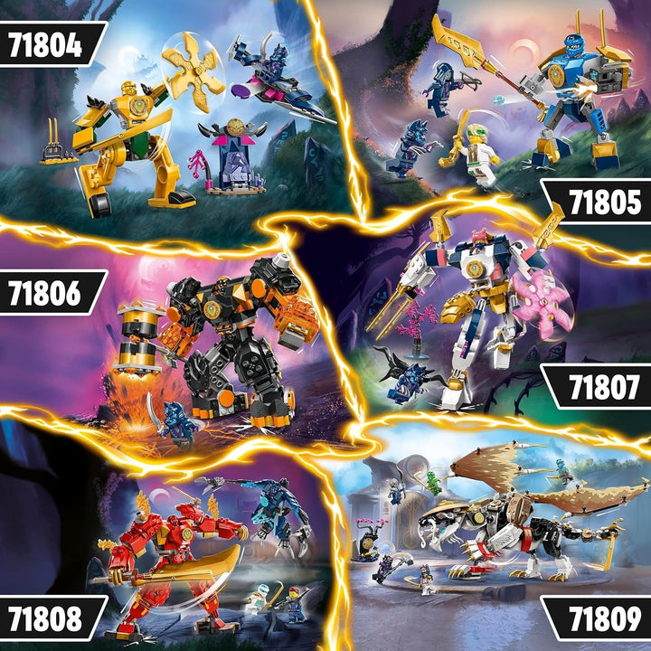 LEGO NINJAGO Mech-ul tehnologic al lui Sora, jucărie cu figurine de acțiune pentru copii, set ninja cu figurine, inclusiv Sora, mech pentru personalizare, cadou pentru băieți și fete cu vârsta de 7+ 71807