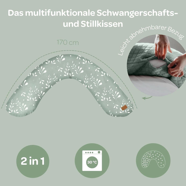 BÉABA, Big Flopsy, Stillkissen, Schwangerschafts-/Schwangerschaftskissen, Multifunktional, Schlafen, Stillen, Optimale Unterstützung, Entspannung, Komfort, Baumwollblüte, Ökotex, Natur