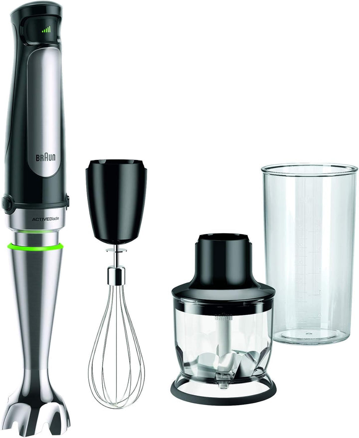 Braun Household Hogar Multiquick 7 Mixer, Spritzschutz, Spülmaschinenfest, Bpa-Frei, 600 Ml, Zerkleinerer 500 Ml, Eisklinge, MQ 7035XBI, 1000 W, Schwarz, MQ7035XBI