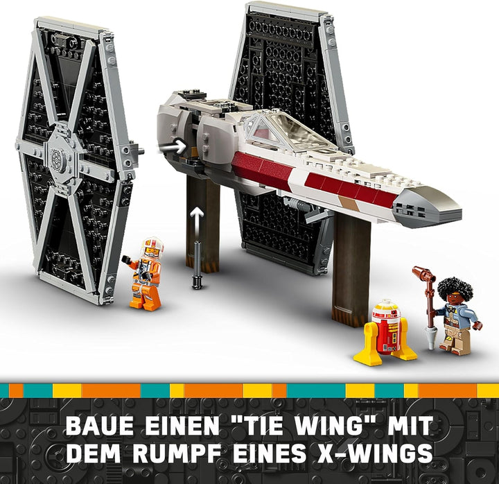 LEGO Star Wars TIE Fighter & X-Wing Mashup, jucărie construibilă Starfighter, idee de cadou pentru copii, nave stelare personalizabile, cadou pentru băieți, fete și toți fanii 75393