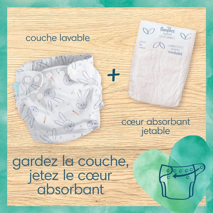 Pampers - Harmony Hybrid Starter Pack, 3 scutece lavabile + 25 șervețele de unică folosință - 1 pachet